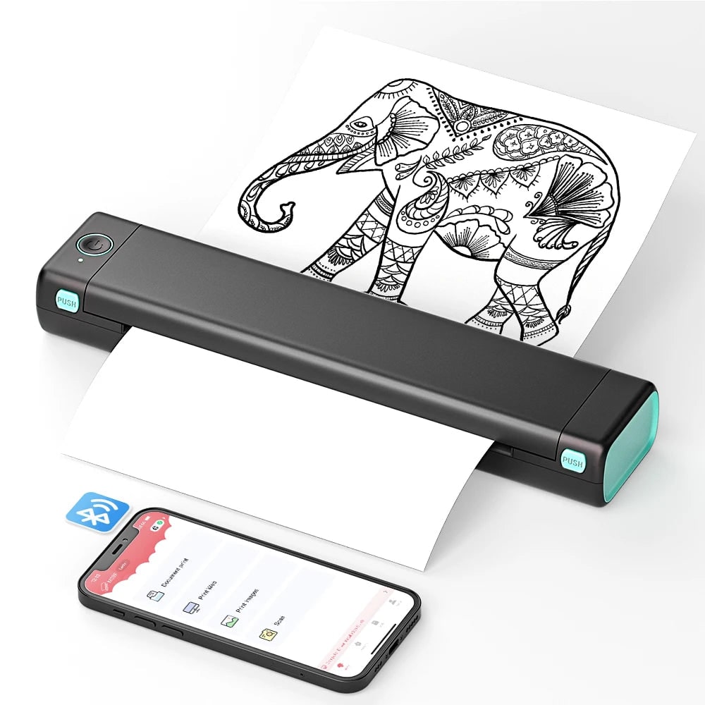 Draagbare A4 Thermische Printer met Bluetooth en Inktloze Afdrukken