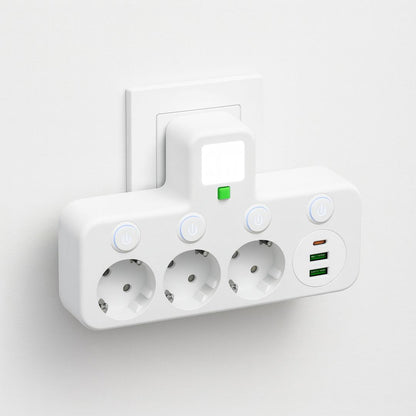 Compacte Powerstrip met USB en USB-C - Meervoudige Aansluitingen