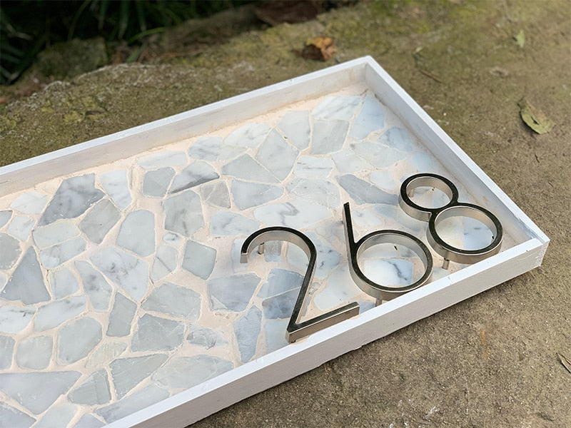 Moderne zilveren huisnummer - 5 inch roestvrij staal