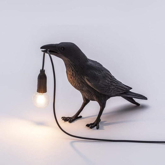 NachtRaaf Sfeerlamp – Decoratieve vogellamp van hars voor warme verlichting