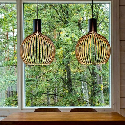 Handgemaakte Houten Hanglamp - Warm en Modern
