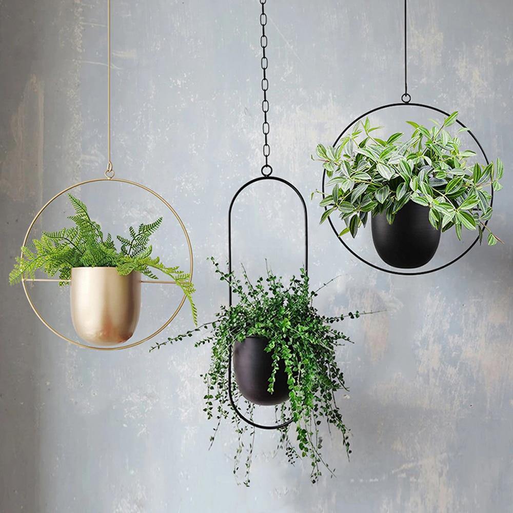 HaloRing Hangplantenhouder – Metalen hangende plantenbak voor binnen en buiten