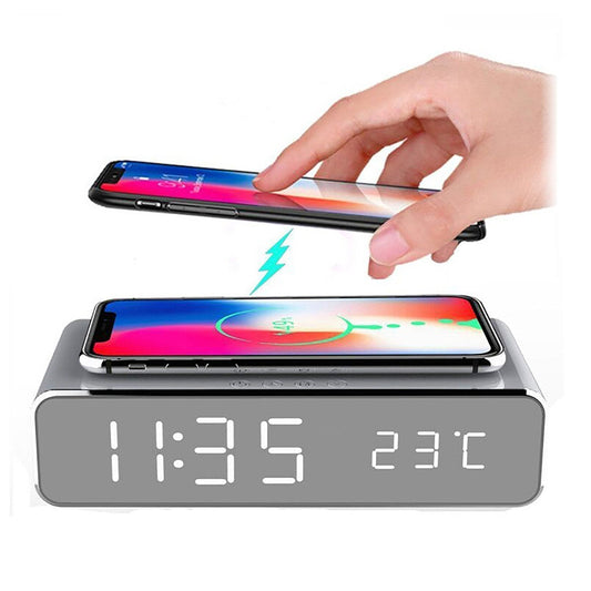 Slimme Wekker Oplaadstation – 2-in-1 Digitale Wekker met Magnetische Qi-Oplader