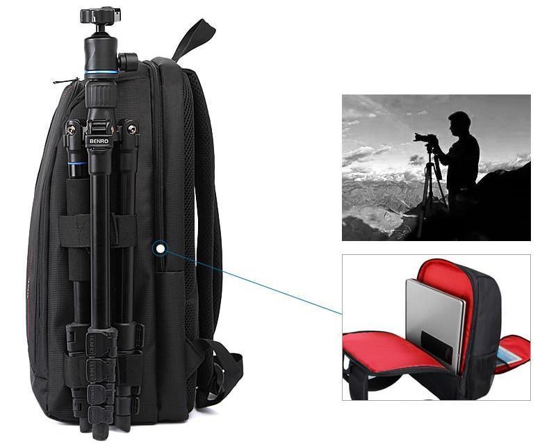 Compacte waterdichte camera-rugzak voor DSLR en accessoires
