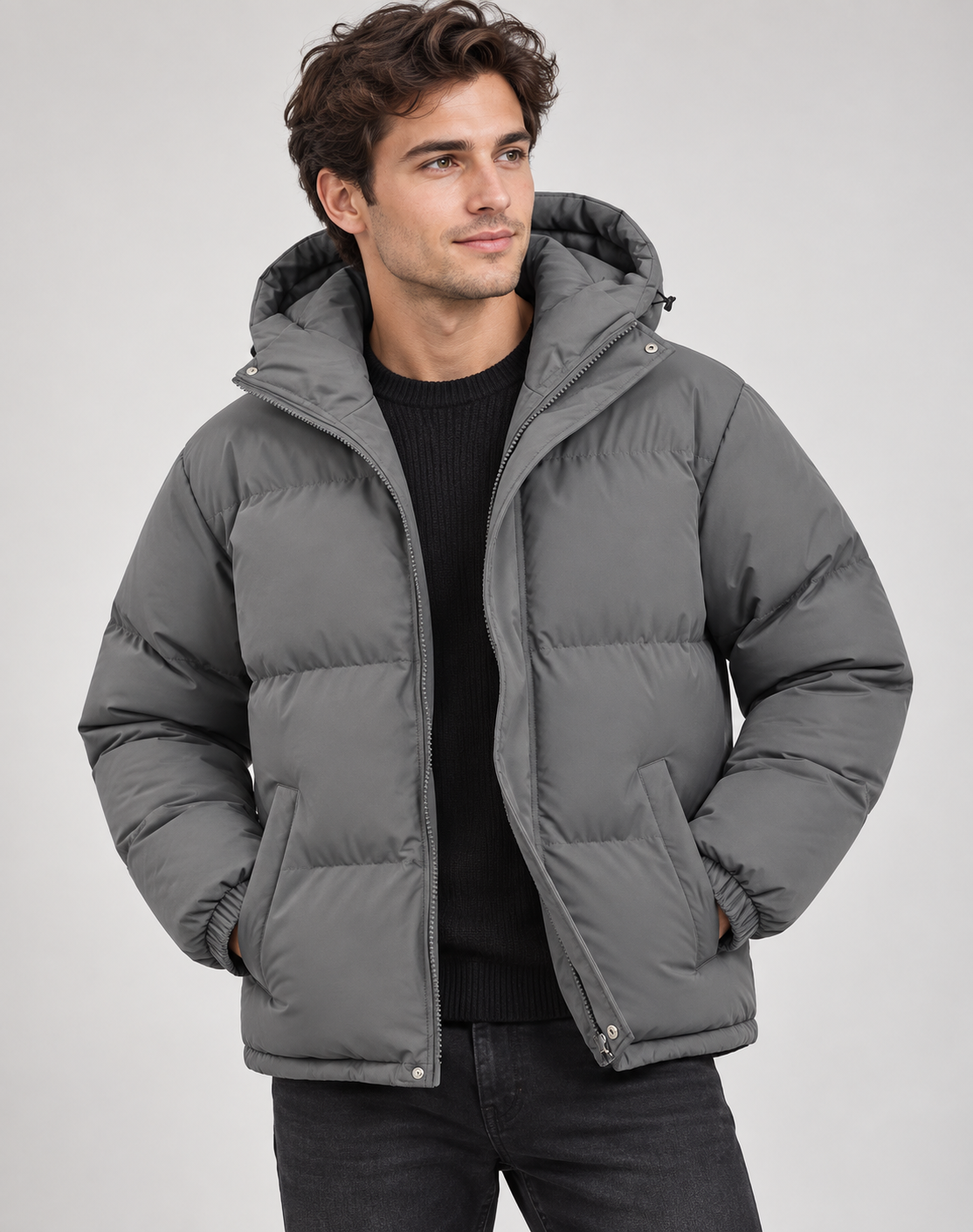 Gewatteerde Puffer Winterjas Heren met Capuchon en Ritssluiting