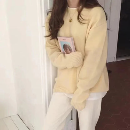 Oversized Damestrui – Comfortabele Gebreide Trui met Lange Mouwen