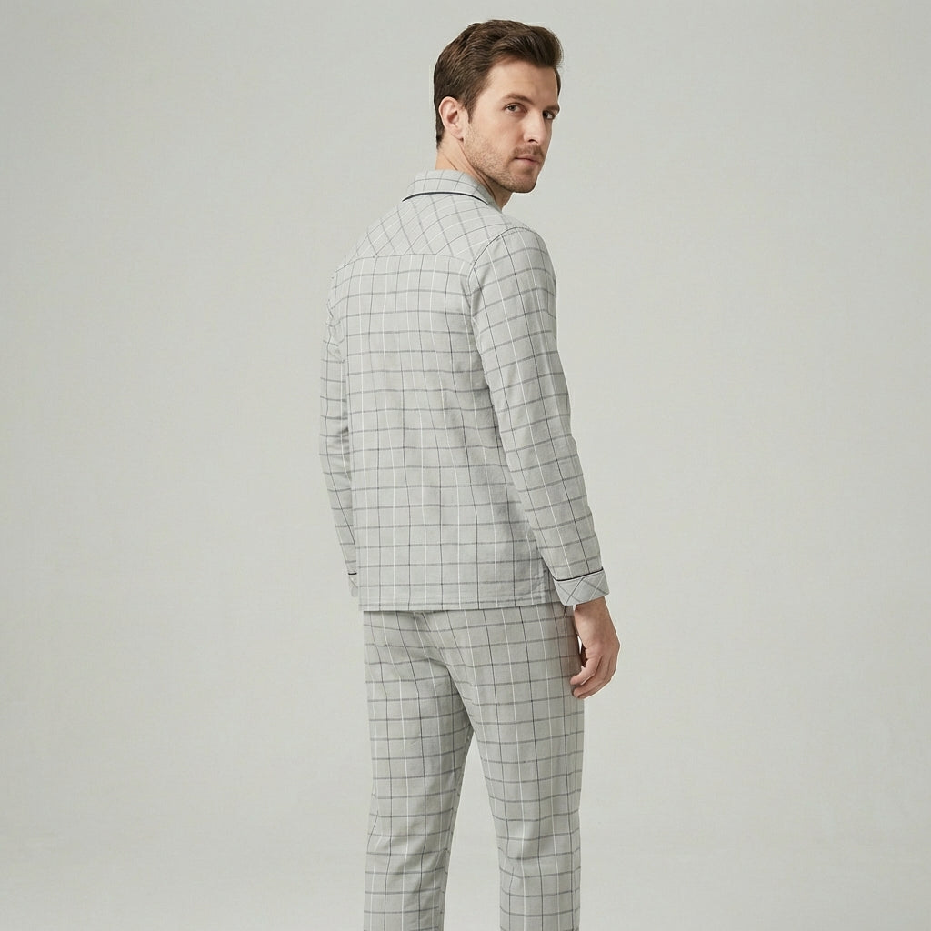 Comfort Nachtkleding Set - Overhemd met knoopsluiting en broek