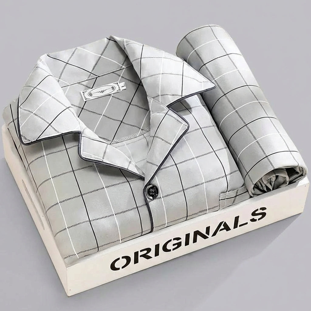 Comfort Nachtkleding Set - Overhemd met knoopsluiting en broek