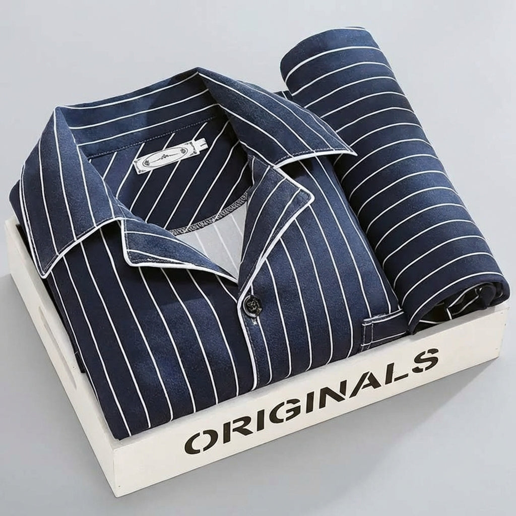 Comfort Nachtkleding Set - Overhemd met knoopsluiting en broek
