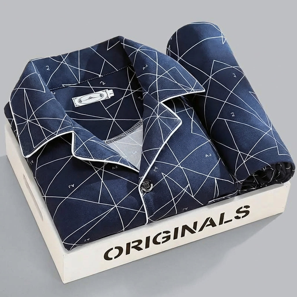Comfort Nachtkleding Set - Overhemd met knoopsluiting en broek