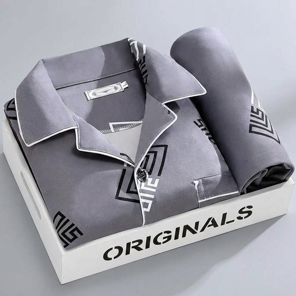 Comfort Nachtkleding Set - Overhemd met knoopsluiting en broek