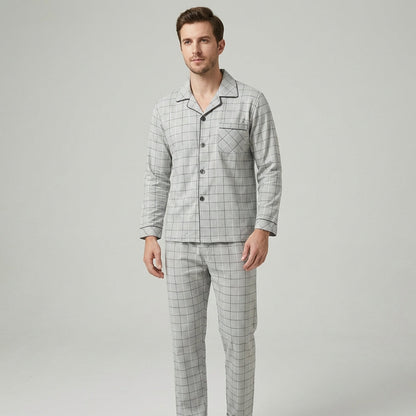 Comfort Nachtkleding Set - Overhemd met knoopsluiting en broek