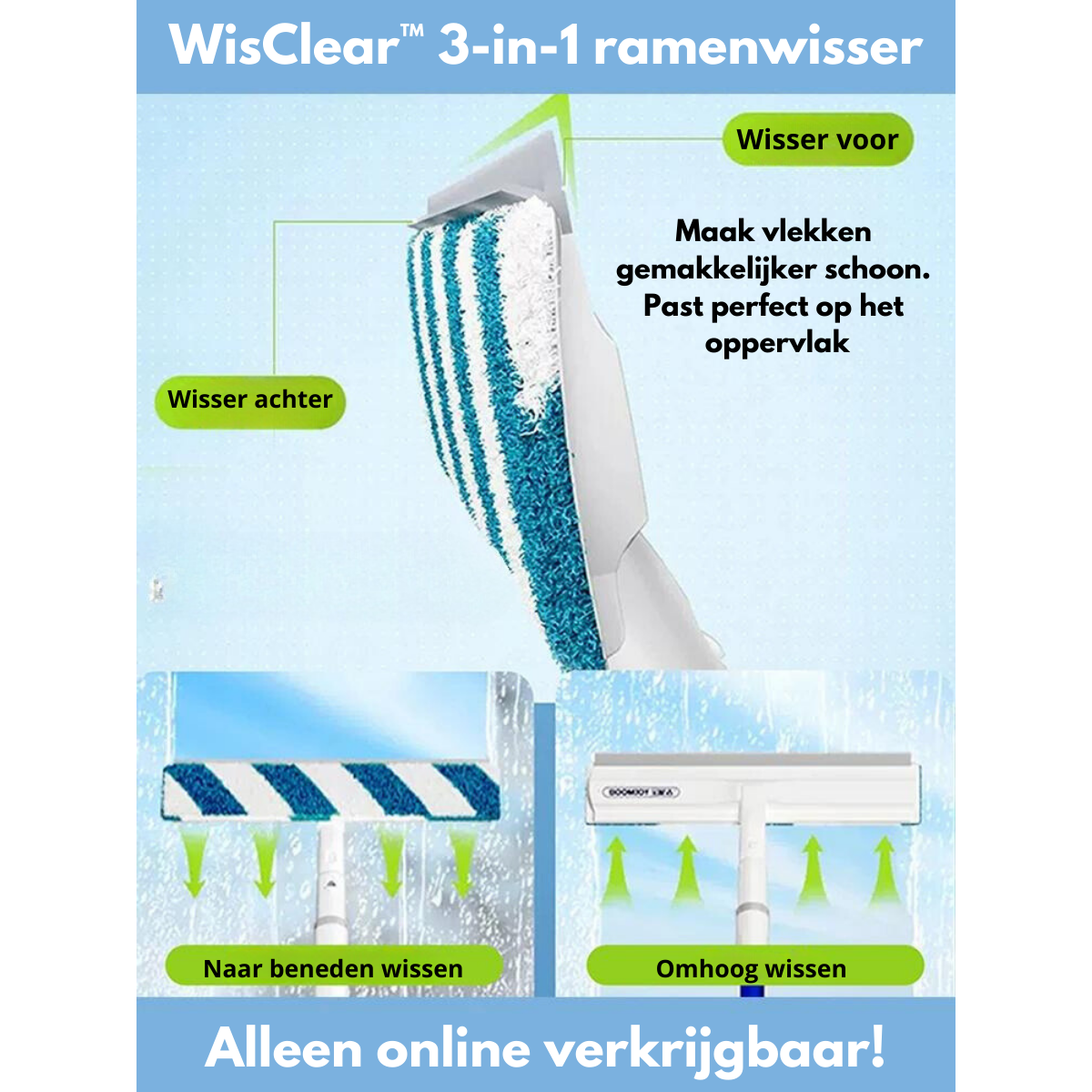Multifunctionele Raamreiniger met Sprayfunctie - 3-in-1 Tool
