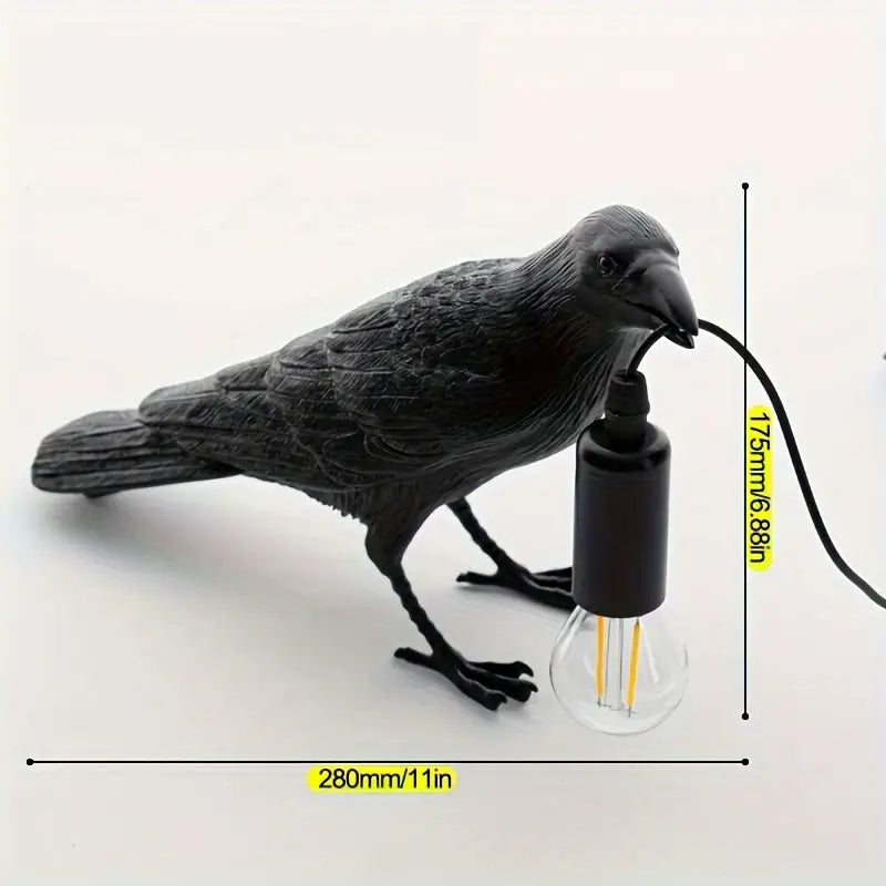 NachtRaaf Sfeerlamp – Decoratieve vogellamp van hars voor warme verlichting