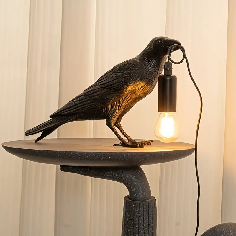 NachtRaaf Sfeerlamp – Decoratieve vogellamp van hars voor warme verlichting