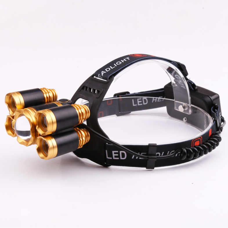 Oplaadbare Multi-LED Hoofdlamp met Verstelbare Bandjes en Achterste Waarschuwingslicht