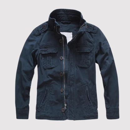 Vintage Denim Werkjas - Klassieke Retrostijl met Meerdere Zakken