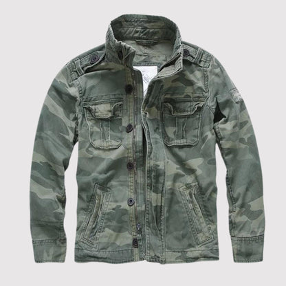 Vintage Denim Werkjas - Klassieke Retrostijl met Meerdere Zakken