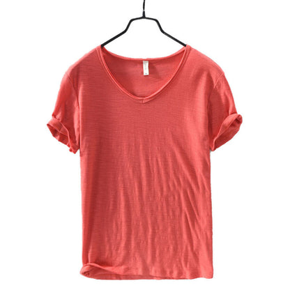 Linnen Katoenen V-Hals Shirt Heren – Ademend en Comfortabel