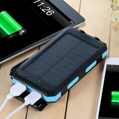 Zonne-energie Powerbank 500000mAh Waterdicht met Dual USB en LED Zaklamp