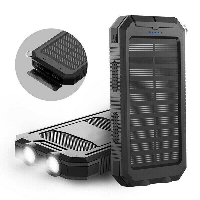 Zonne-energie Powerbank 500000mAh Waterdicht met Dual USB en LED Zaklamp