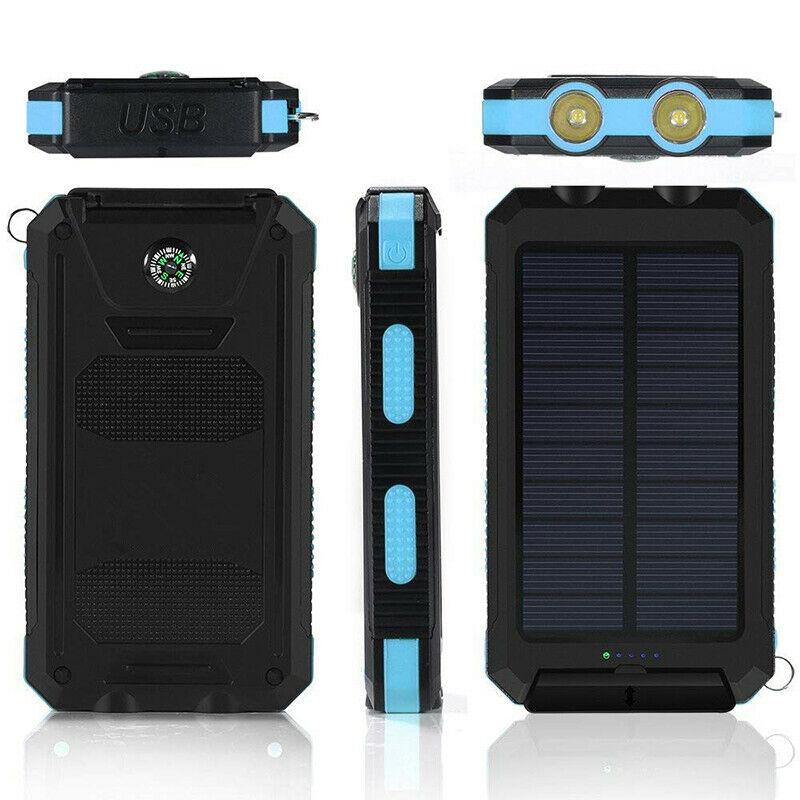 Zonne-energie Powerbank 500000mAh Waterdicht met Dual USB en LED Zaklamp