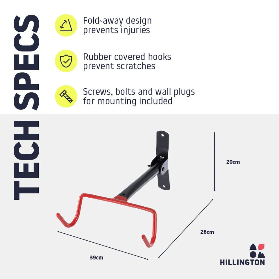 Opklapbare Fiets Wandbeugel – Ruimtebesparende Fietshaak met Beschermende Haken