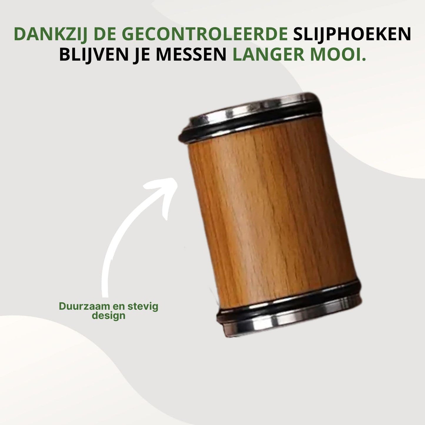 HoutScherp Messenslijper – Luxe Houten Slijper met Dubbelzijdige Schijf