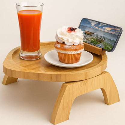 SofaNest Bankleuning Tafel Houten Sofa Bijzettafel Met Telefoonhouder