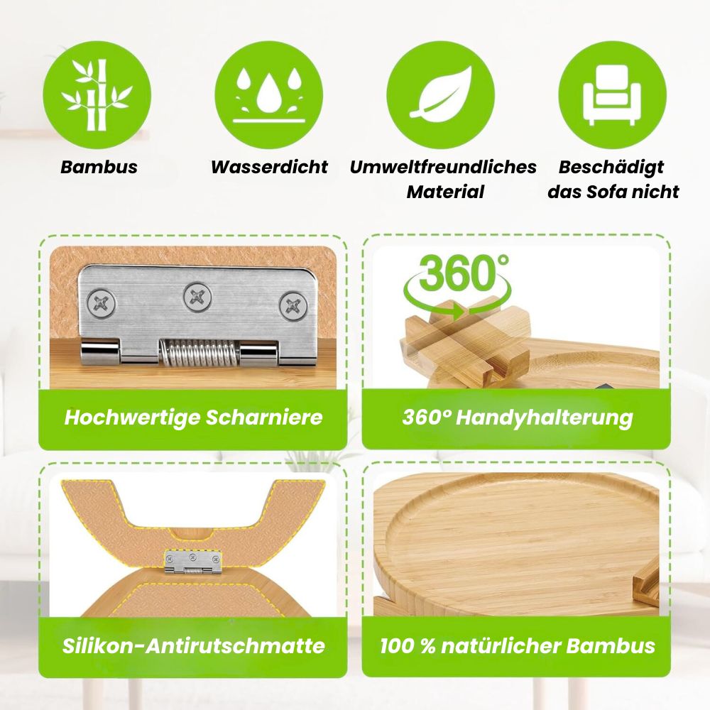 SofaNest Bankleuning Tafel Houten Sofa Bijzettafel Met Telefoonhouder