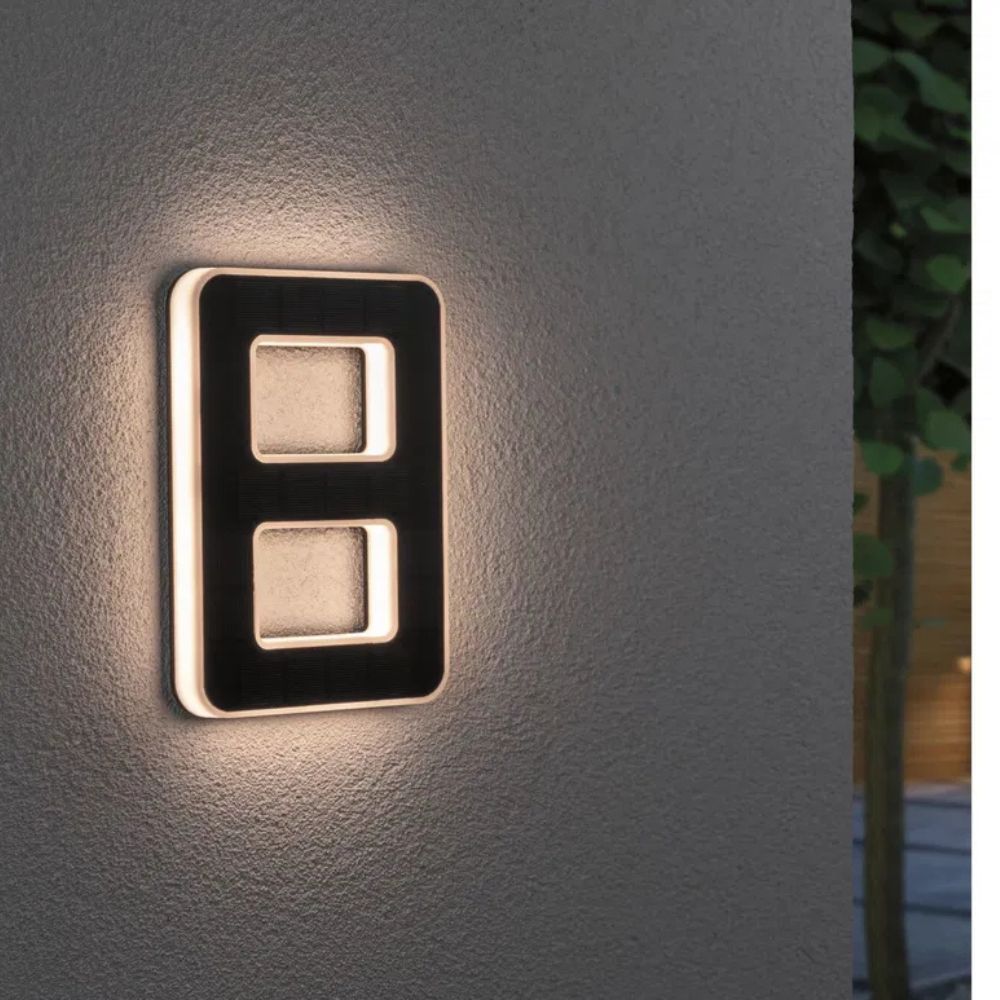 Zonne-energie huisnummerverlichting met LED en schemersensor