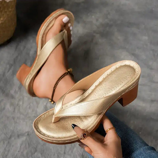 Sophia Orthopedische Sandalen met Hak – Elegant, Stevig & Comfortabel voor Zomergebruik