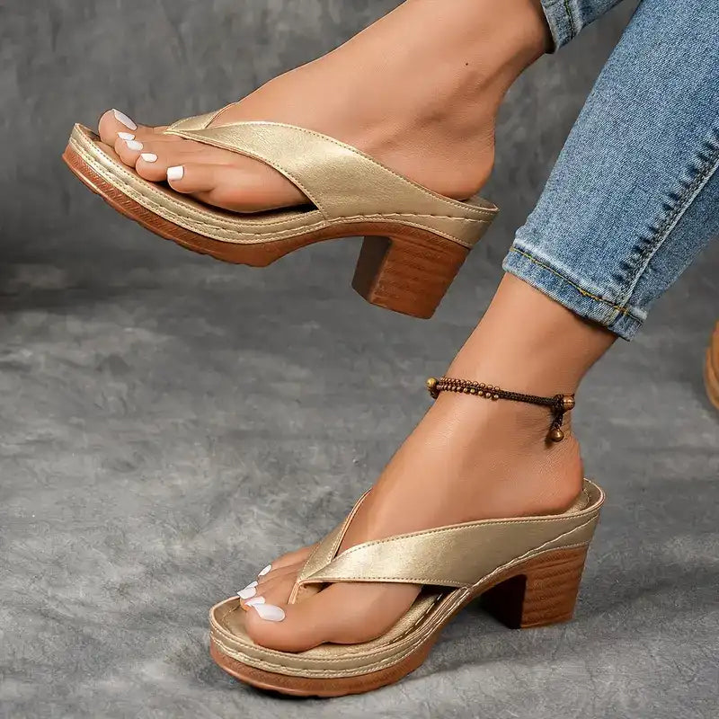 Sophia Orthopedische Sandalen met Hak – Elegant, Stevig & Comfortabel voor Zomergebruik