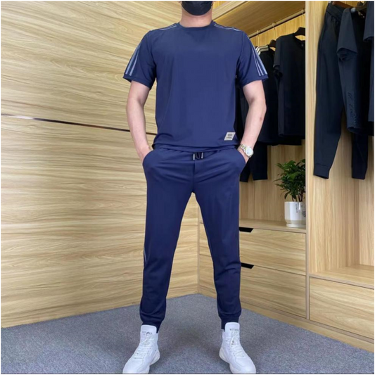 Heren Trainingspak met Tapered Joggingbroek – De Strakke Sportset