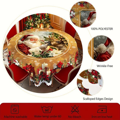 Kerst Tafelloper met Rendieren en Sneeuwpoppen – Duurzaam Polyester Tafelkleden Model PineGlow