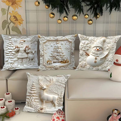 CozyKerst 4-delige kussenhoes set – warme feestdecoratie voor huis en woonkamer