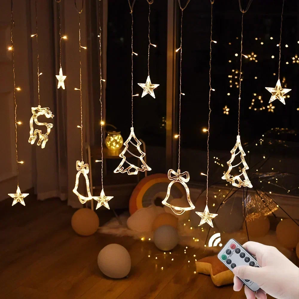 Feestelijke ster- en maanslinger met LED-verlichting – binnen en buiten