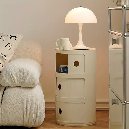 Ronde Nachtkast met Kunststof Lades en Modern Design