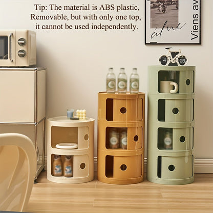 Ronde Nachtkast met Kunststof Lades en Modern Design