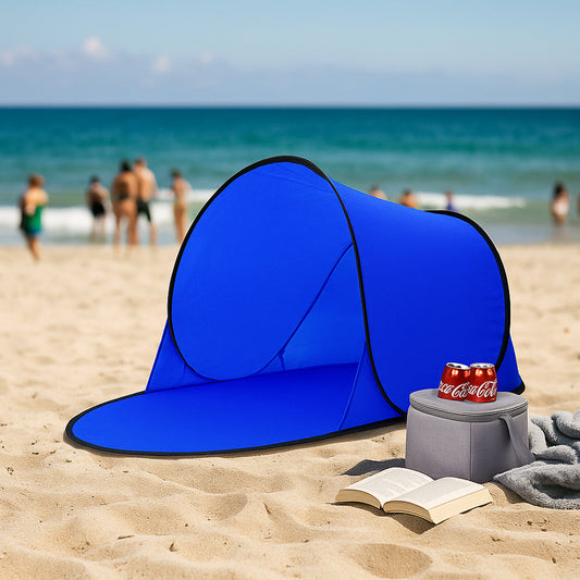ZonVrij RelaxKap – Opvouwbare Gezichtsscherm Parasol met Telefoonvenster en UV-bescherming