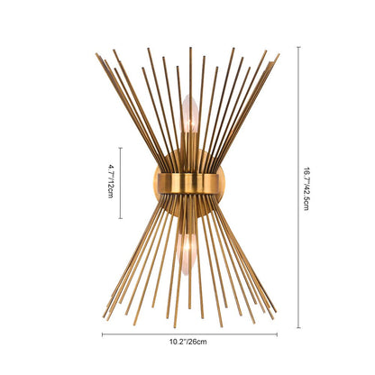 Messing Stervormige Wandlamp met Sculpturaal Stralend Ontwerp