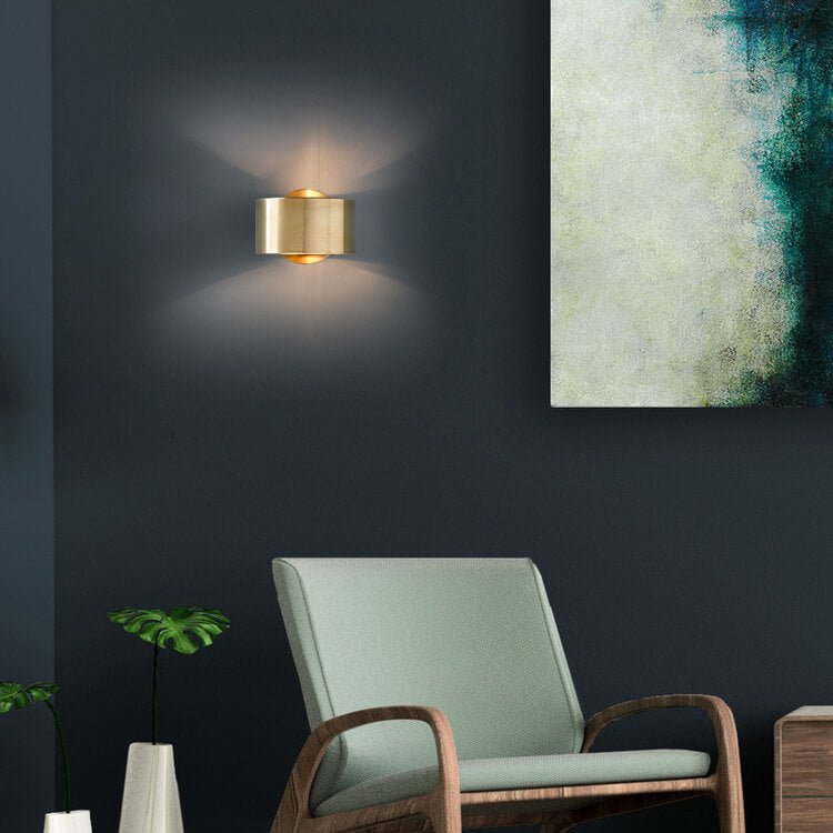 Geanodiseerde Messing Up & Down Wandlamp met Minimalistisch Ontwerp