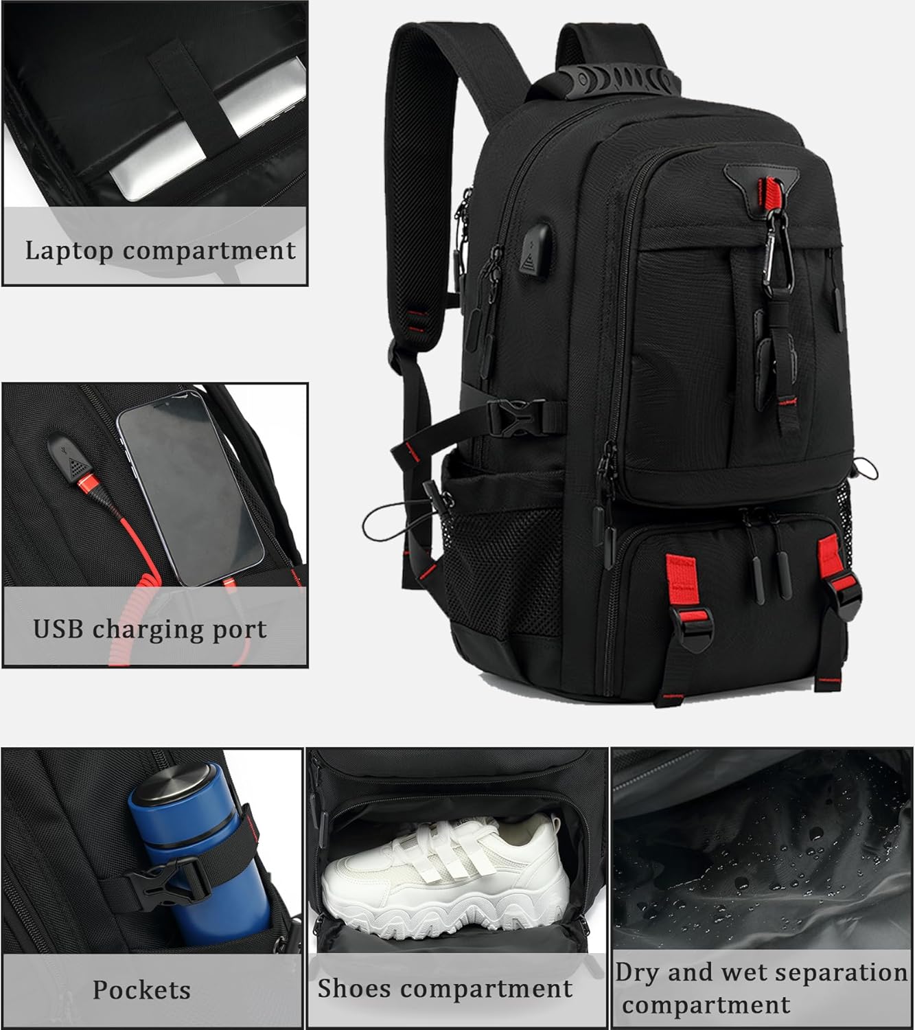 Elite Avontuur 60L Uitbreidbare Reisrugzak met USB-opladen