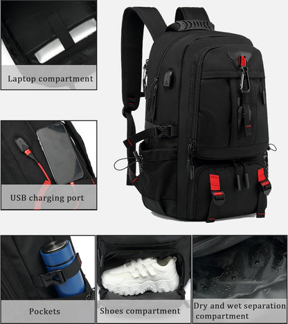 Elite Avontuur 60L Uitbreidbare Reisrugzak met USB-opladen