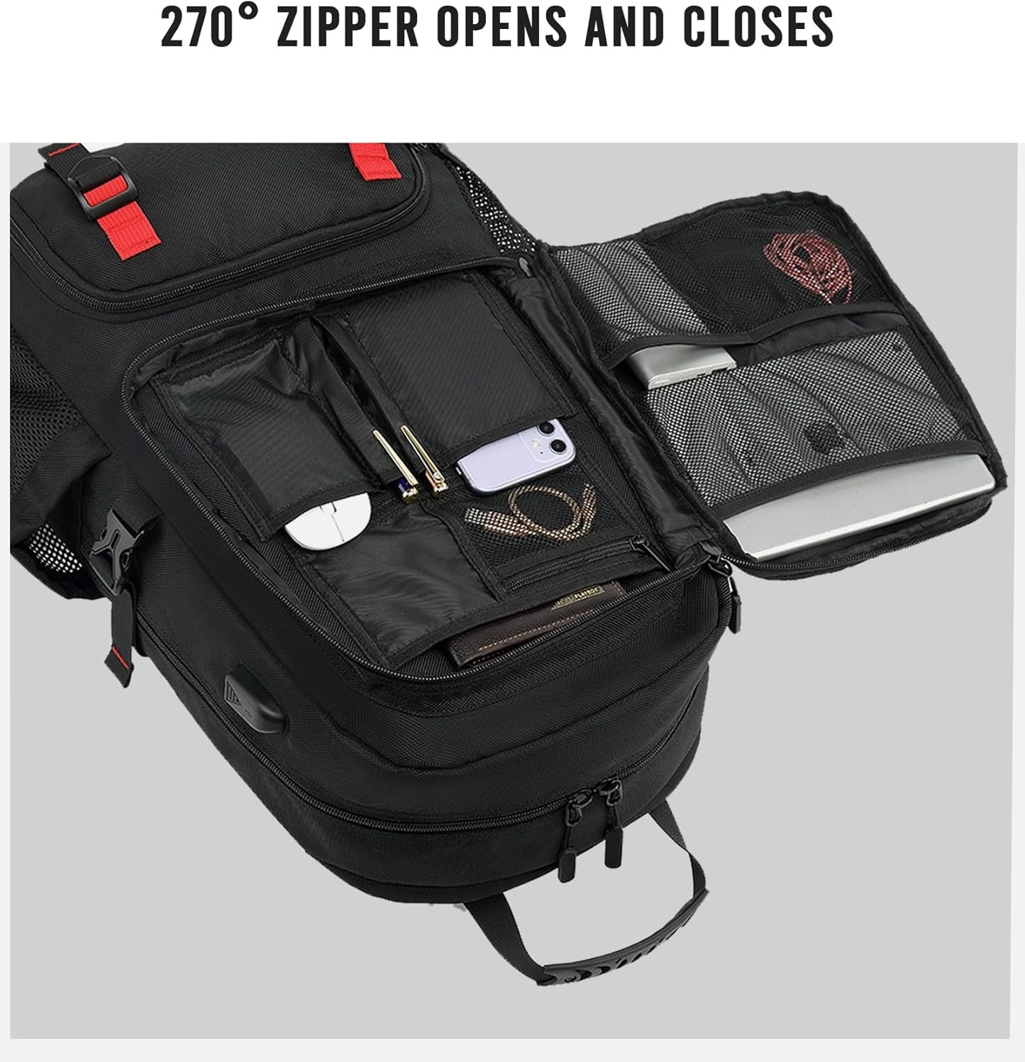 Elite Avontuur 60L Uitbreidbare Reisrugzak met USB-opladen