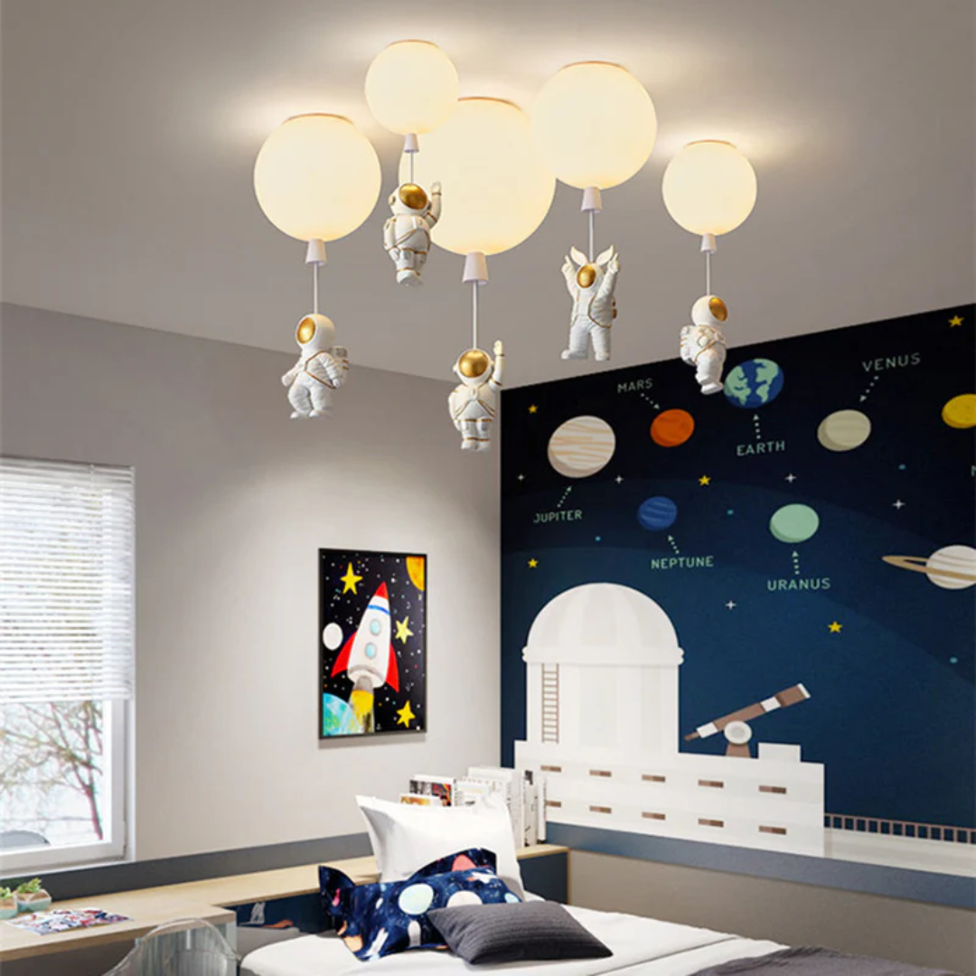 Trendy Maan/Astronaut Kinderkamer LED Plafondlamp - CosmoGlow