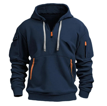 ZipTrek Herenhoodie – Fleece Hoodie met Rits en Meerdere Zakken