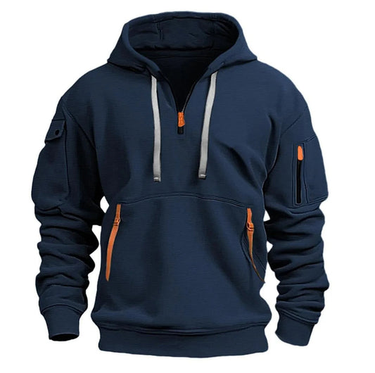 ZipTrek Herenhoodie – Fleece Hoodie met Rits en Meerdere Zakken