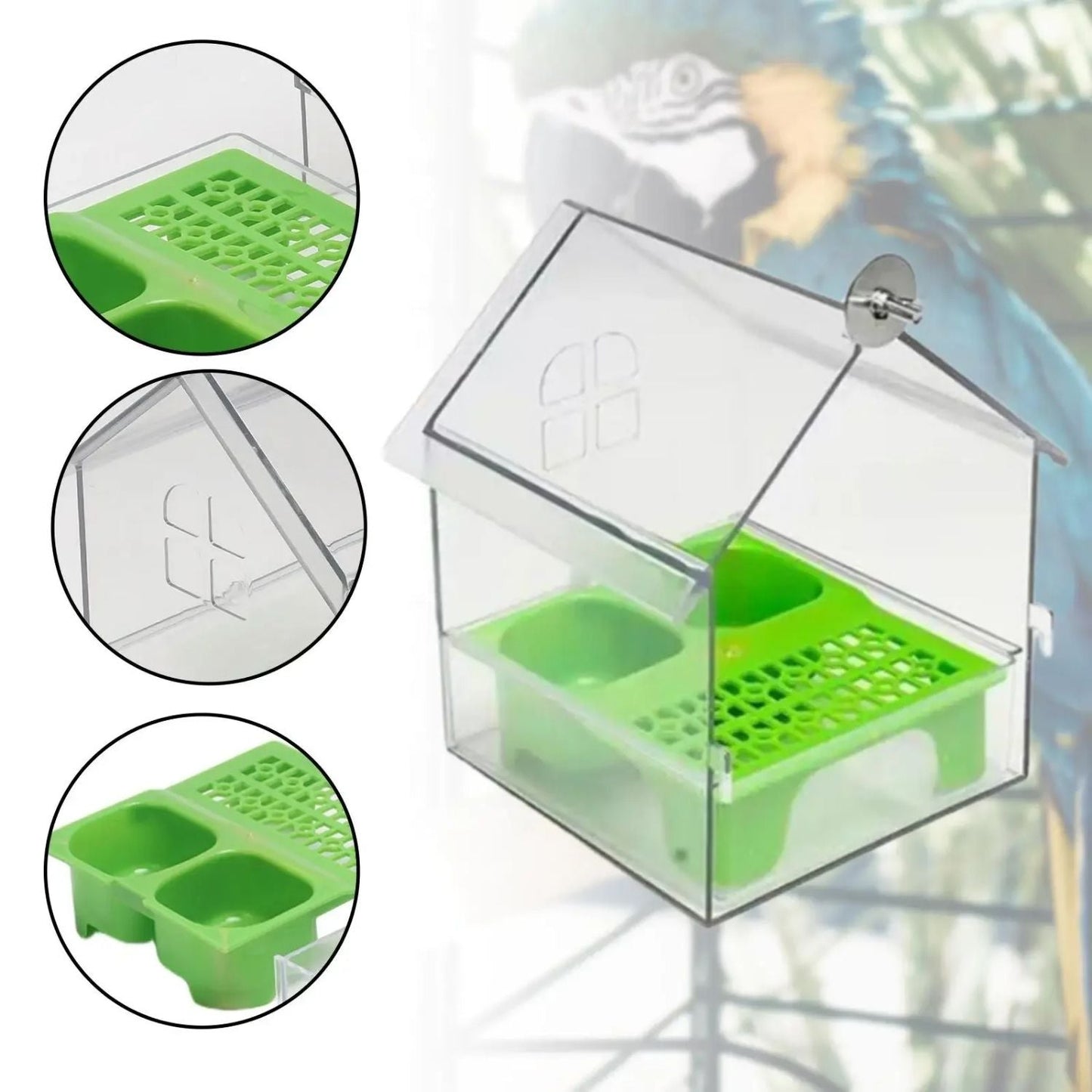 Externe Vogelvoerbak en Badhuis – Ruimtebesparende Anti-Mors Voederoplossing