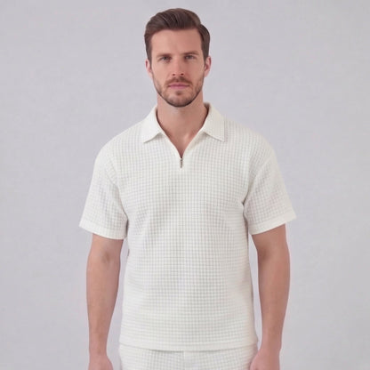 Zomerset Wafelknit Heren Half-Zip Polo met Shorts